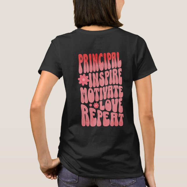 Camiseta Personalizado Retro Principal Inspira Motivar Nomb (Reverso)