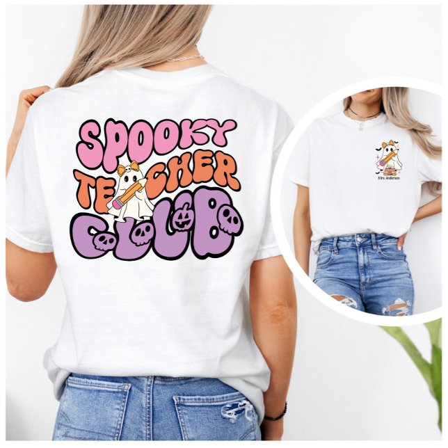 Camiseta Personalizado Retro Spooky Teacher Club de doble c (Subido por el creador)
