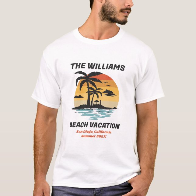 Camiseta Personalizado Retro Sunset de vacaciones Familiare (Anverso)
