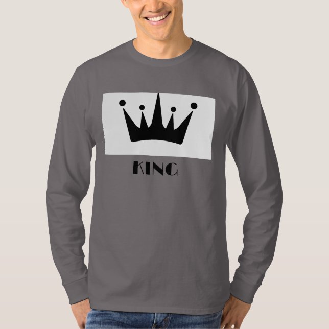 Camiseta Personalizado Rey Texto Corona imagen Fumar Gris L (Anverso)