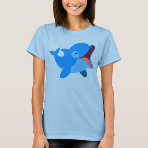 Camiseta Personalizado Riendo Cute Dolphin Women T-Shirt
