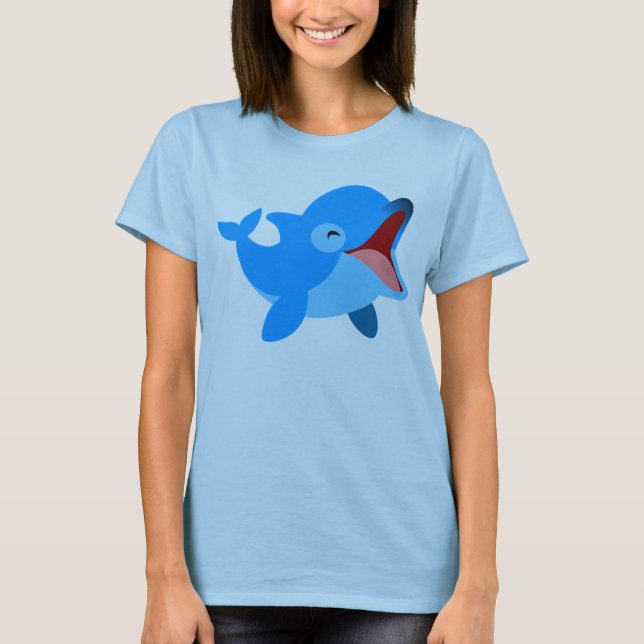 Camiseta Personalizado Riendo Cute Dolphin Women T-Shirt (Anverso)