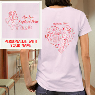Camiseta Personalizado RN Nombre de bolsillo y diseño médic