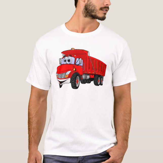 Camiseta Personalizado rojo de eje 3 del volcado (Anverso)