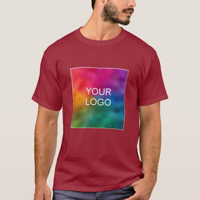 Camiseta Personalizado rojo marrón Añadir logotipo Mens de  (Anverso)