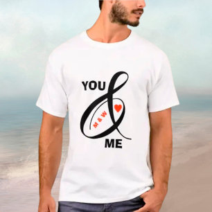 Camiseta Personalizado Romántico Iniciales Corazón