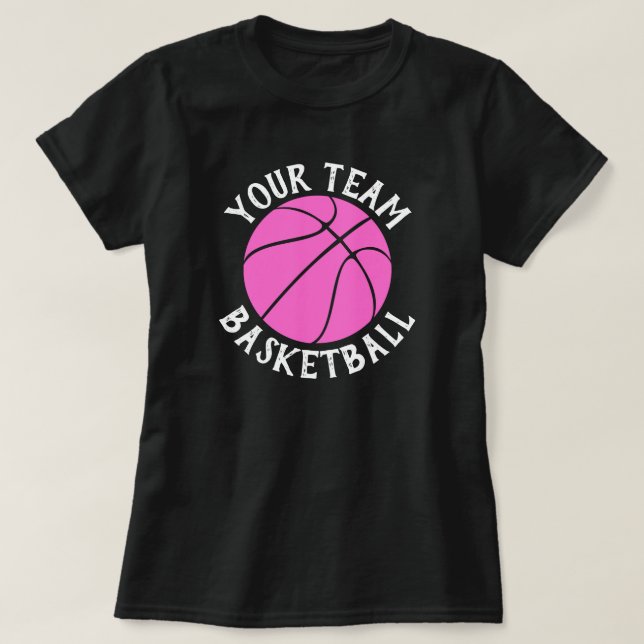 Camiseta Personalizado rosa de baloncesto nombra equipo dep (Diseño del anverso)