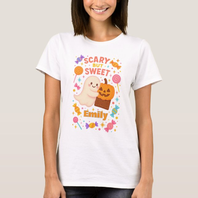 Camiseta Personalizado Scary Sweet Halloween T-Shirt (Anverso)