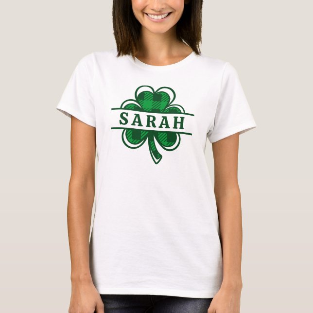 Camiseta Personalizado Shamrock Name Cute Irish St Patricks (Anverso)