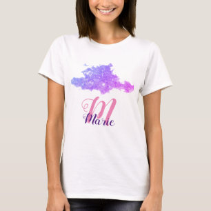 Camiseta personalizado simple brillo púrpura rosa añádase s