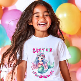 Camiseta Personalizado sirena hermana del chica de cumpleañ