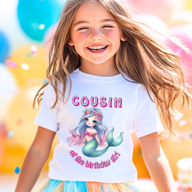 Camiseta Personalizado sirena primo del chica de cumpleaños (Subido por el creador)