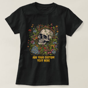 Camiseta Personalizado Skeleton Floral Cottagecore Skeleton