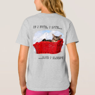 Camiseta Personalizado Sleeping Gray Kitten In Red Basket B