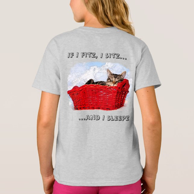 Camiseta Personalizado Sleeping Gray Kitten In Red Basket B (Reverso)