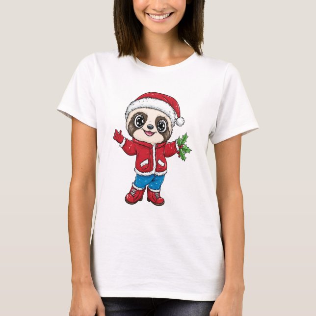 Camiseta Personalizado Sloth Wearing Navidades (Anverso)