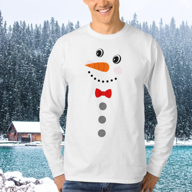 Camiseta Personalizado Snowman Red Bowtie Botones de búfalo (Subido por el creador)
