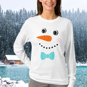 Camiseta Personalizado Snowman Verde azulada Blue Bowtie