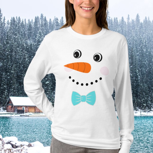 Camiseta Personalizado Snowman Verde azulada Blue Bowtie (Subido por el creador)