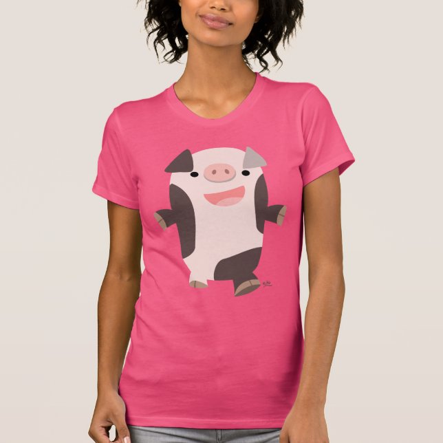 Camiseta Personalizado sonriente Cerdo femenino (Anverso)