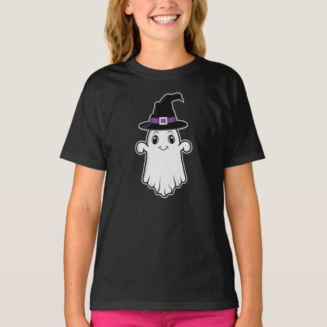 Camiseta Personalizado sonriente fantasma Gorra de brujas H (Anverso)