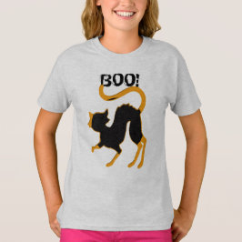 Camiseta Personalizado Spooky Black Cat Boo Niños Camisas H