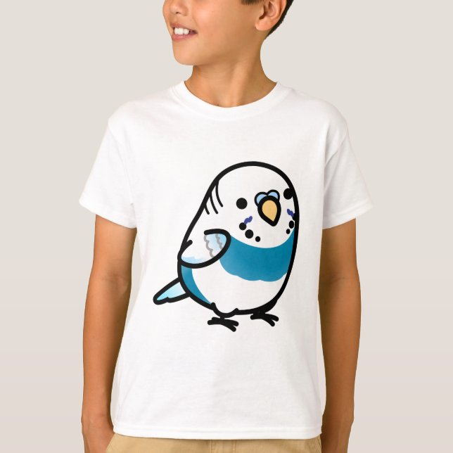 Camiseta PERSONALIZADO Sr. Blue el Chubby Budgie (Anverso)