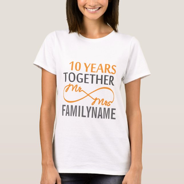 Camiseta Personalizado Sr. y Sra. 10 Aniversario (Anverso)