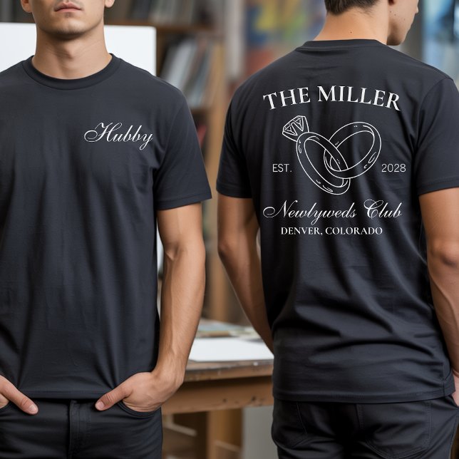 Camiseta Personalizado Sr. y Sra. Newlyweds T-Shirts (personalized newlywed shirts, mr and mrs honeymoon tee, wedding gift shirts, bride and groom shirts)