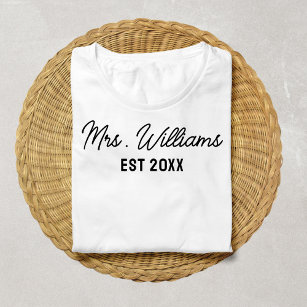 Camiseta Personalizado Sra. Apellido Bride Wifey Bridal Bod