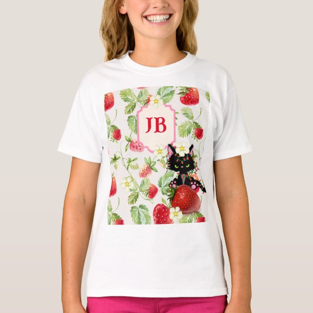 Camiseta Personalizado Strawberry Monogrammed (Anverso)