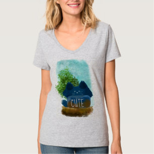 Camiseta Personalizado suave oculto gato azul fluffy