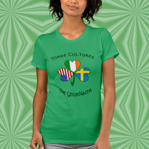 Camiseta Personalizado Suecia Irlanda USA Trébol para Mujer
