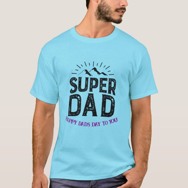 Camiseta Personalizado SUPER DAD Mountains para el (Anverso)