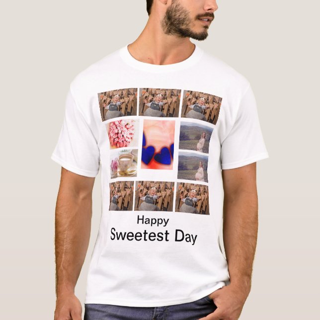 Camiseta Personalizado Sweetest Day 11 Collage de fotos (Anverso)