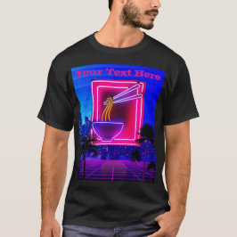 Camiseta Personalizado Texto 80 Vaporwave Neon Ramen Noodle