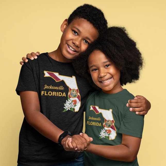 Camiseta Personalizado Texto Bandera de Florida y Flor Nara (Subido por el creador)