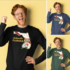 Camiseta Personalizado Texto Bandera de Florida y Flor Nara