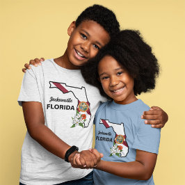 Camiseta Personalizado Texto Bandera de Florida y Flor Nara