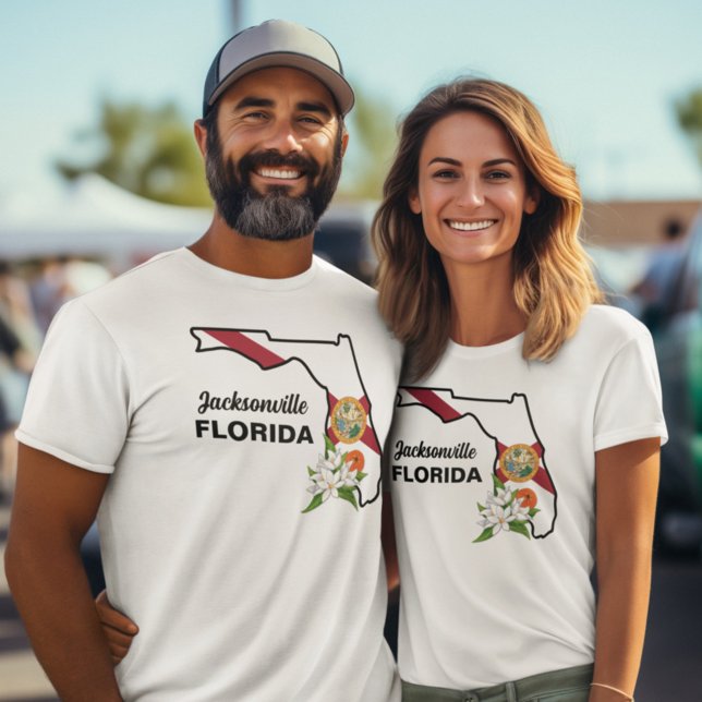 Camiseta Personalizado Texto Bandera de Florida y Flor Nara (Subido por el creador)