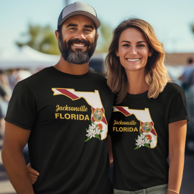Camiseta Personalizado Texto Bandera de Florida y Flor Nara (Subido por el creador)
