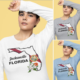 Camiseta Personalizado Texto Bandera de Florida y Flor Nara
