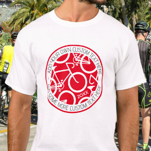Camiseta Personalizado Texto Bicicleta Rojo