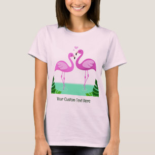 Camiseta Personalizado Texto Flamingo Amor