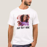 Camiseta Personalizado Texto Foto Guay Grunge T-Shirt<br><div class="desc">¡Un gran regalo para tu novio! Camiseta fotográfica personalizado que dice tu propio mensaje personalizado o texto en una fresca foto de tipografía grunge en un frío corte de máscara. Personalización simple y sencilla.</div>