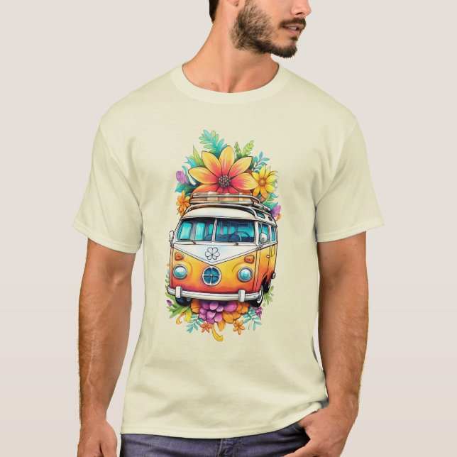 Camiseta Personalizado Texto Hippie Van (Anverso)