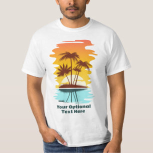 Camiseta Personalizado Texto Isla tropical Atardecer
