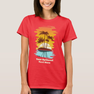 Camiseta Personalizado Texto Isla tropical Atardecer