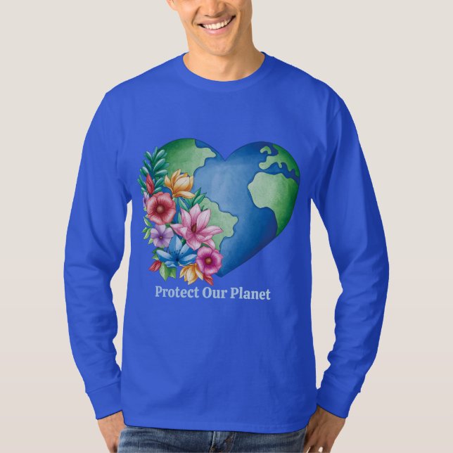 Camiseta Personalizado Texto Planeta Tierra Corazón (Anverso)