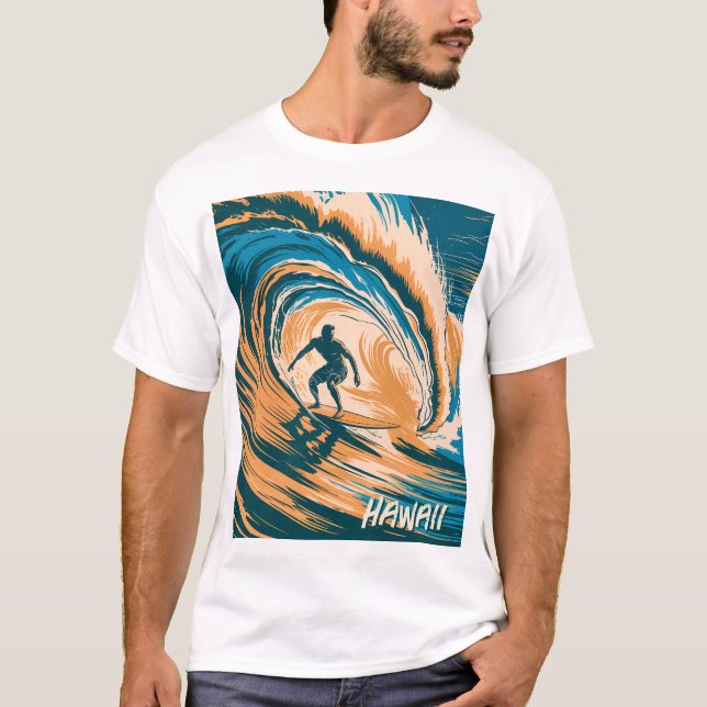 Camiseta Personalizado Texto Surfista Ondas De Surf Arte Re (Anverso)